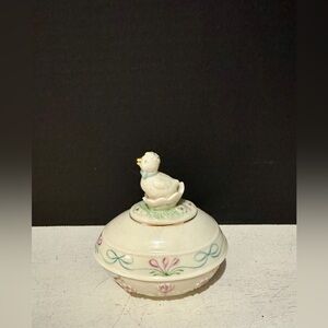 Lenox Cream and Pink Duck Trinket Box